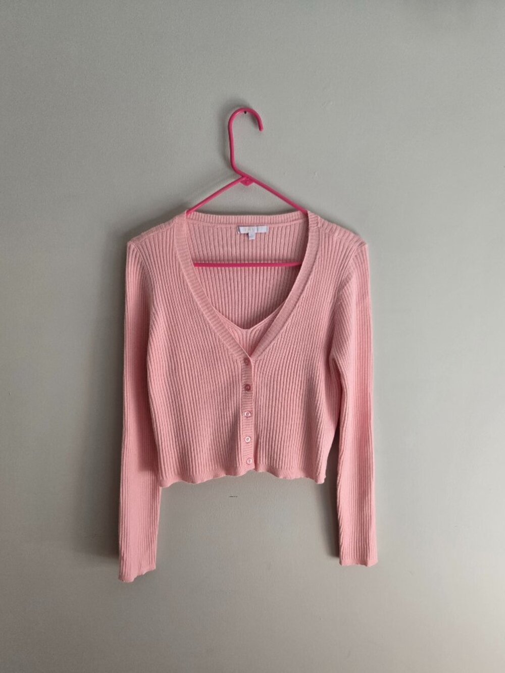 Pink Ribbed Cardigan and Tank Set Size L